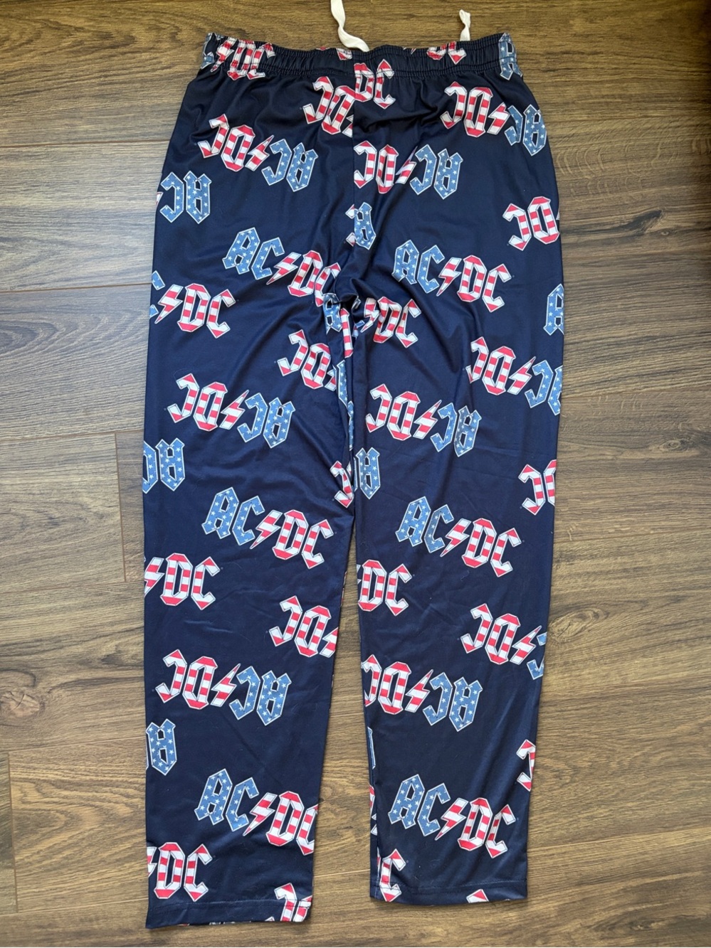 AC/DC Navy Joggers with Red & White Logo Pattern - Picture 3 of 4